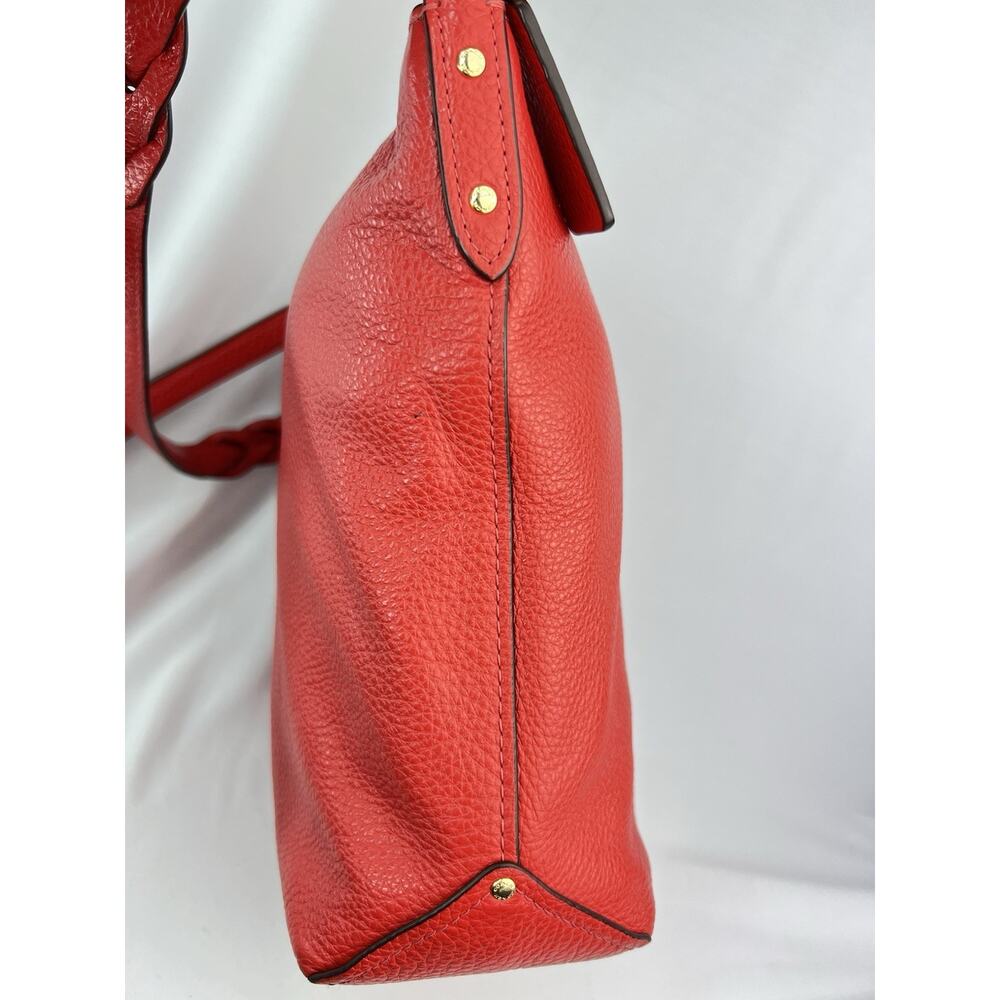 COACH Mini Abby Duffel Shoulder Crossbody Bag RED Pebble Leather - Picture 8 of 16